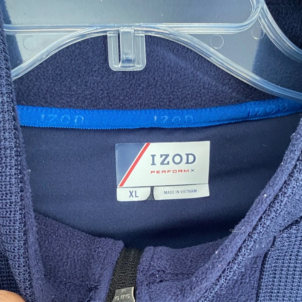 IZOD Men’s Fleece Full Zip PERFORMX Jacket Size XL Navy Blue
